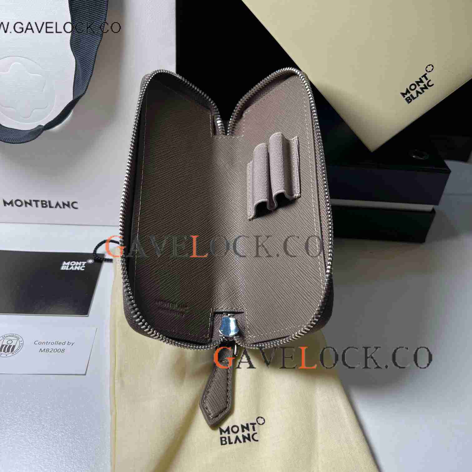 Best Quality Copy Montblanc Sartorial 2 Pen Kahki Leather Pouch Zip